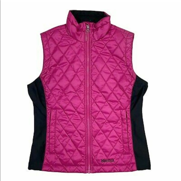Marmot Kitzbuhel Quilted Vest Raspberry Pink & Black size Small - Picture 3 of 15